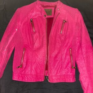 Pink Moto Jacket with Zipper Details